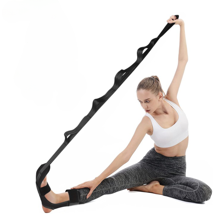 Sangle de Yoga Extensible en Coton Noir 145 cm