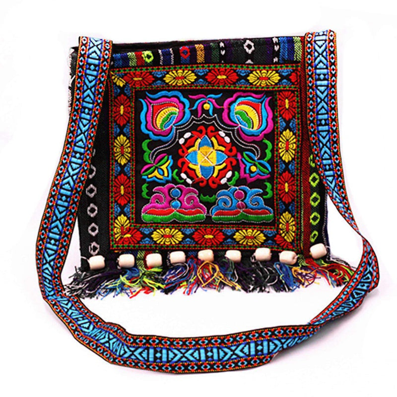 Sac à bandoulière femme vintage ethnique d’inspiration chinoise – Polyester – 33 cm