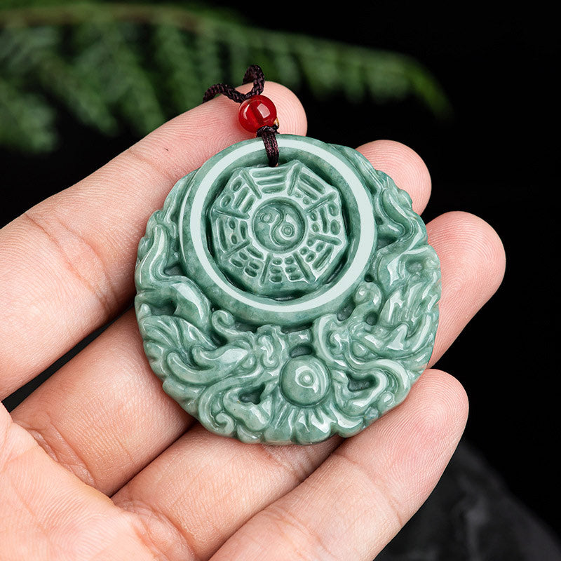 Collier Dragon Yin Yang en Jade Naturel
