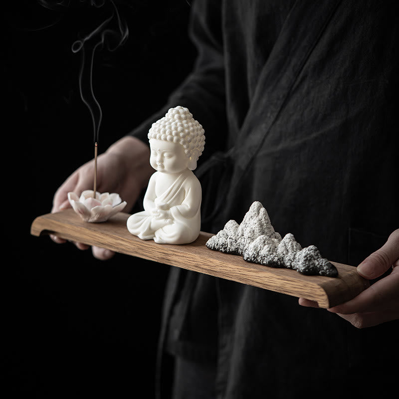 Brûleur d’Encens Bouddha Lotus en Céramique – Porte-Encens Méditation Zen