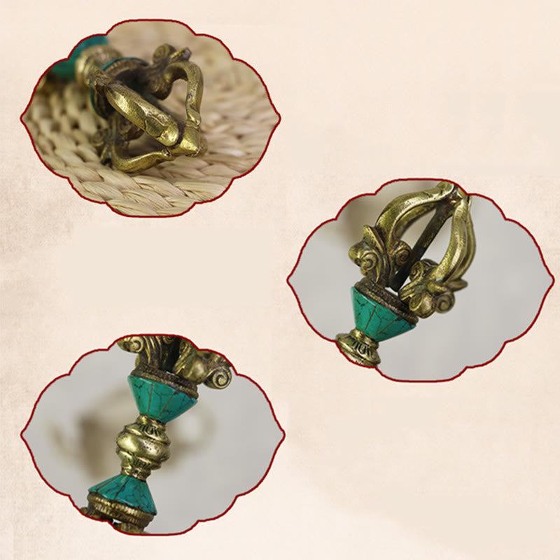 Vajra Dorje Tibétain en Cuivre Cinq Branches Fait Main | Outil Spirituel de Méditation