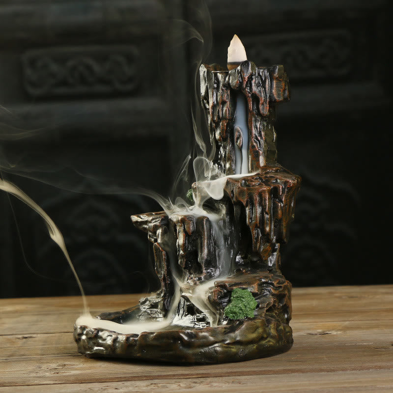 Brûleur d’Encens Cascade en Résine – Effet Fumée à Reflux