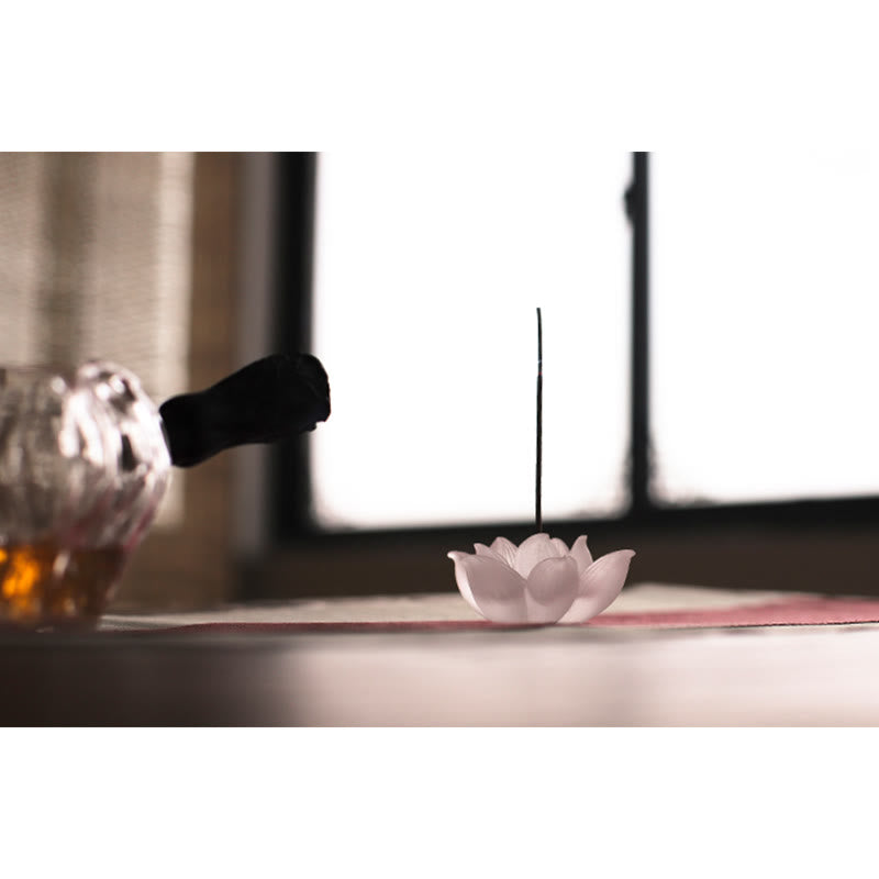 Porte-Encens Lotus Blanc en Cristal Liuli – Méditation & Sérénité