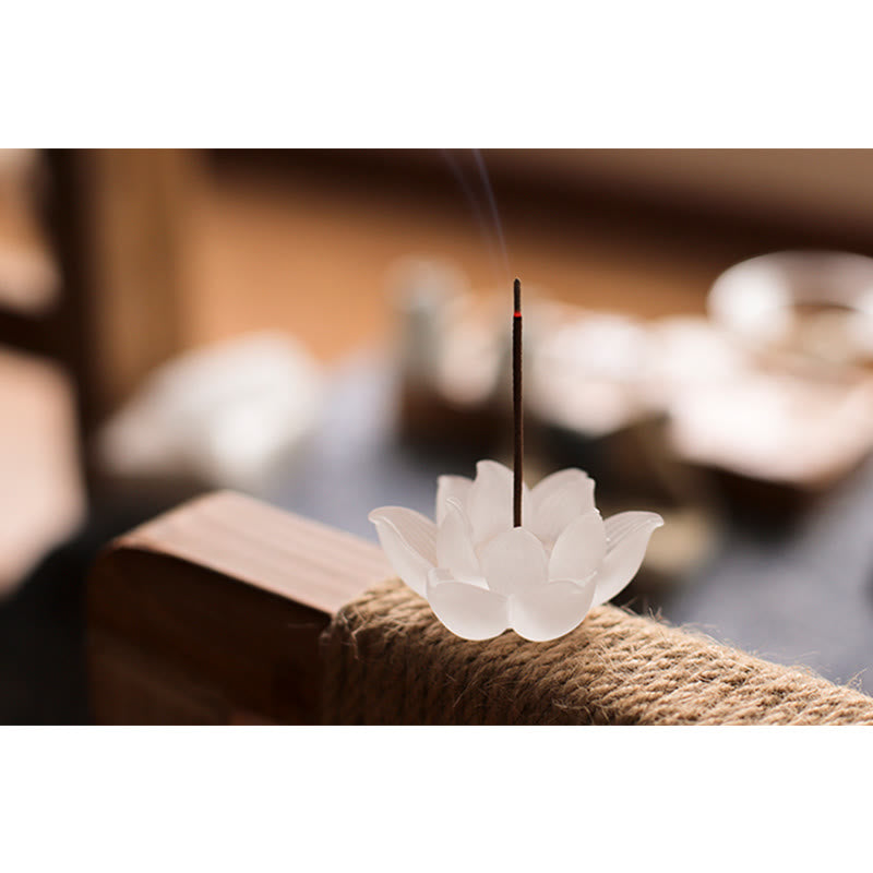 Porte-Encens Lotus Blanc en Cristal Liuli – Méditation & Sérénité