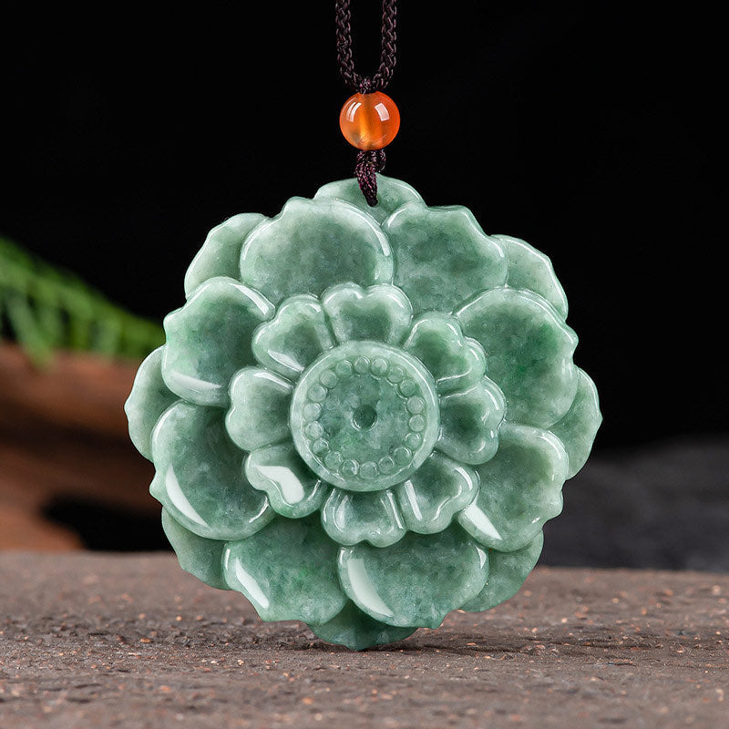 Collier en Jade Naturel avec Pendentif Éléphant en Argent Sterling 925