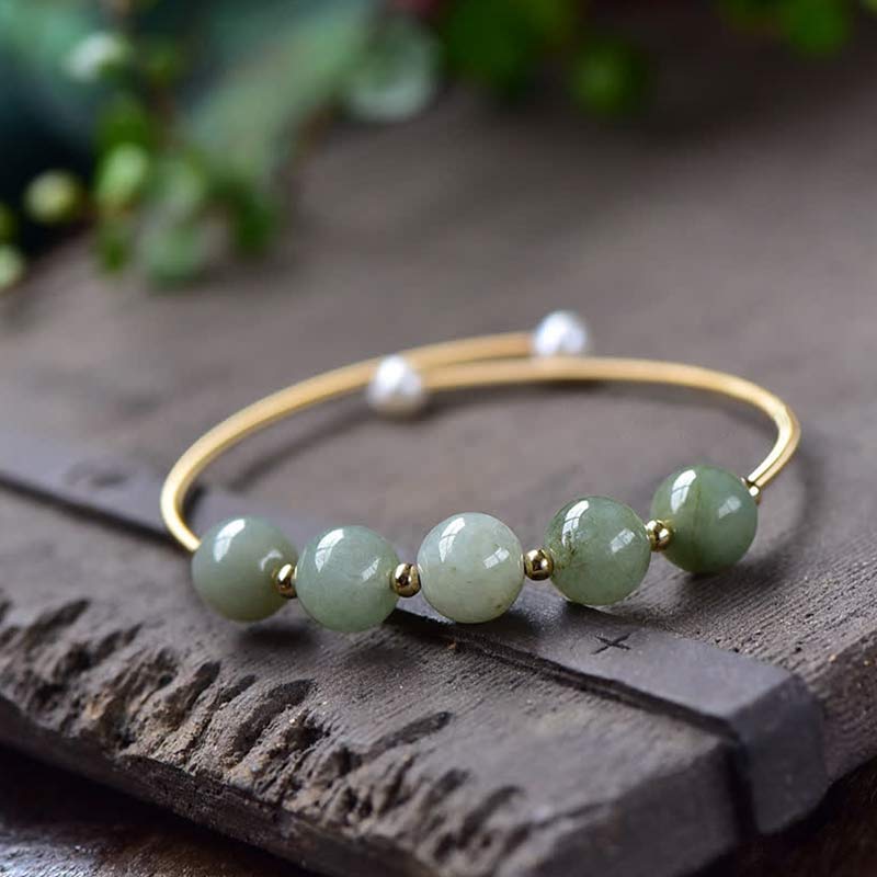 Bracelet Ajustable en Jade Naturel « Abondance & Prospérité »
