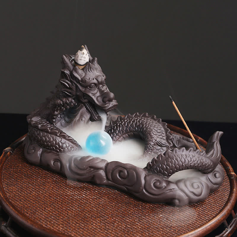 Brûleur Dragon Argile Pourpre – Symbole de Chance et Protection