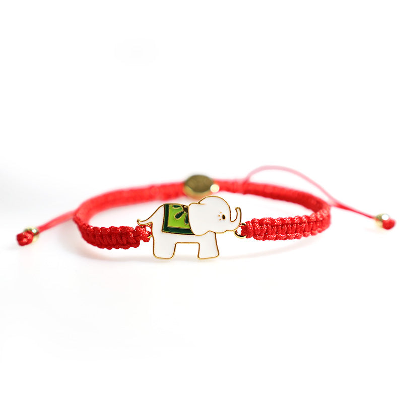 Bracelet Éléphant Argent 925 & Cordon Rouge Ajustable