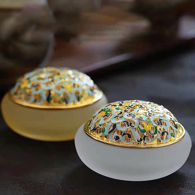 Brûleur d'encens de méditation de guérison en cristal de Lotus Liuli de Buddha Stones