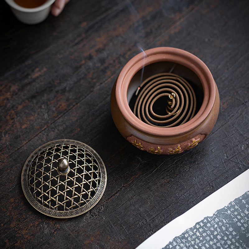 Brûleur d’Encens en Céramique Traditionnelle Chinoise – Motifs Classiques
