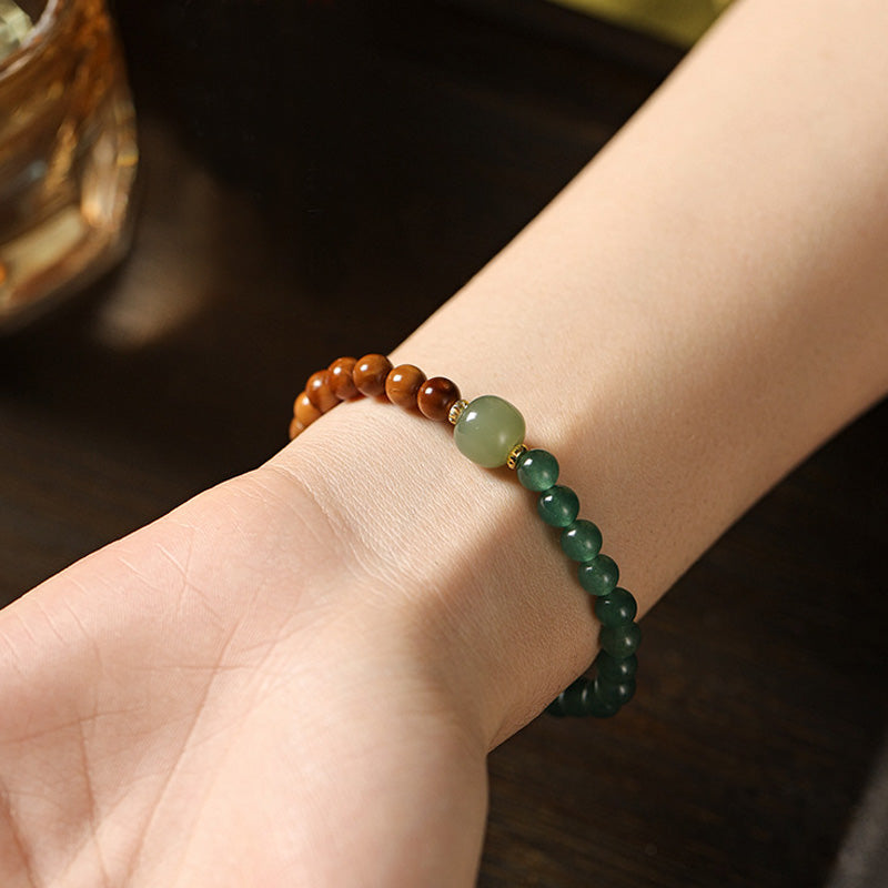 Bracelet Kukui Bodhi & Jade de Hetian – Perles 6 mm, Élégance Naturelle