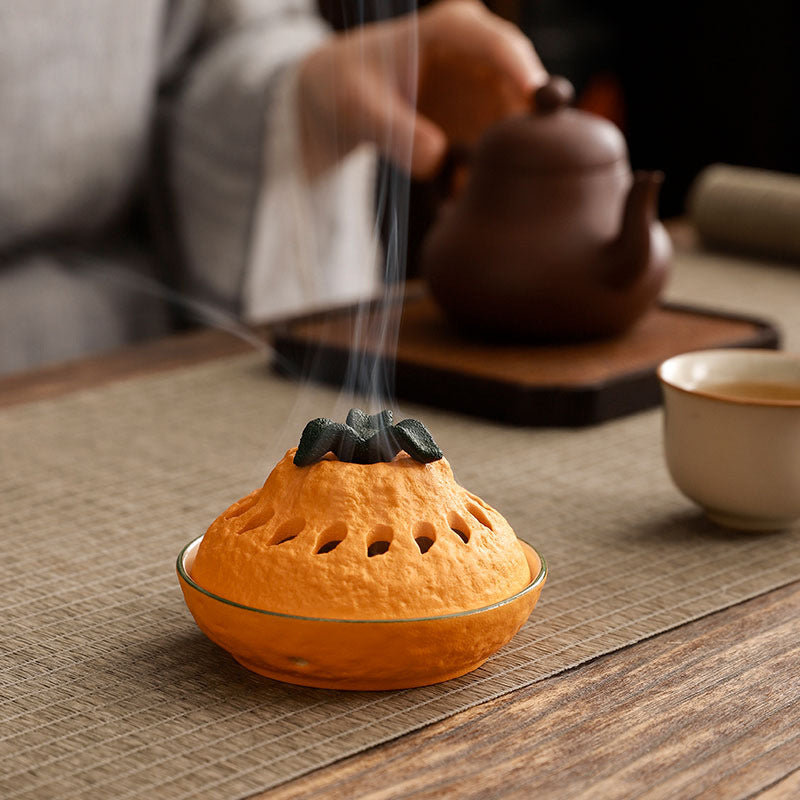 Brûleur d’Encens Orange en Céramique – Design Naturel & Décoratif