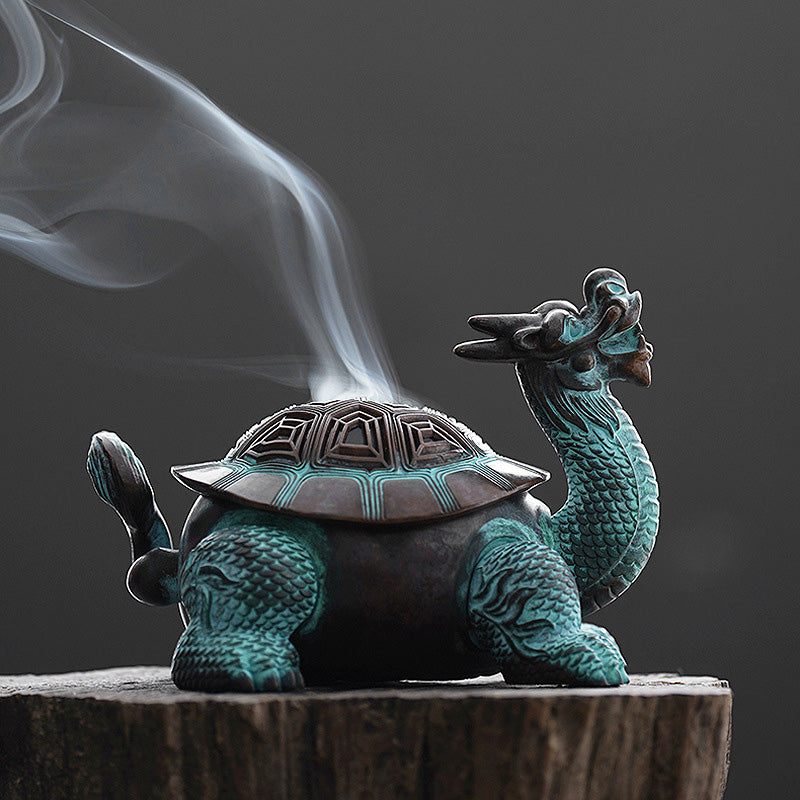 Brûleur d’Encens Dragon-Tortue – Sculpture Mythique Artisanale