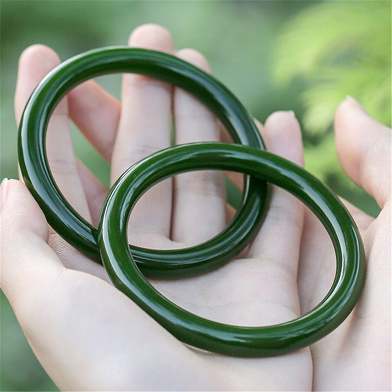 Bracelet Jonc Longevity en Jade Cyan Naturel | Harmonie & Longévité Symbolique