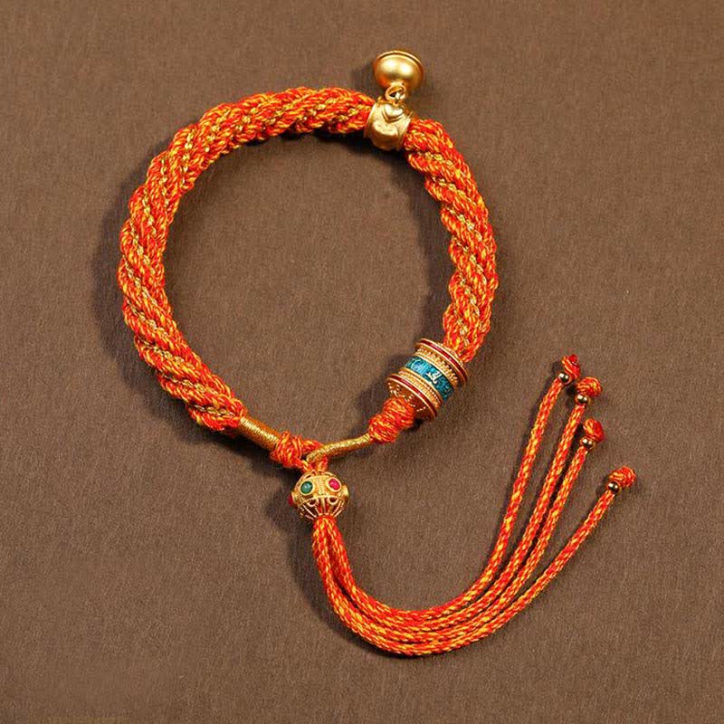 Bracelet de Prière Tibétain Thangka en Fil Rouge, Protection & Chance
