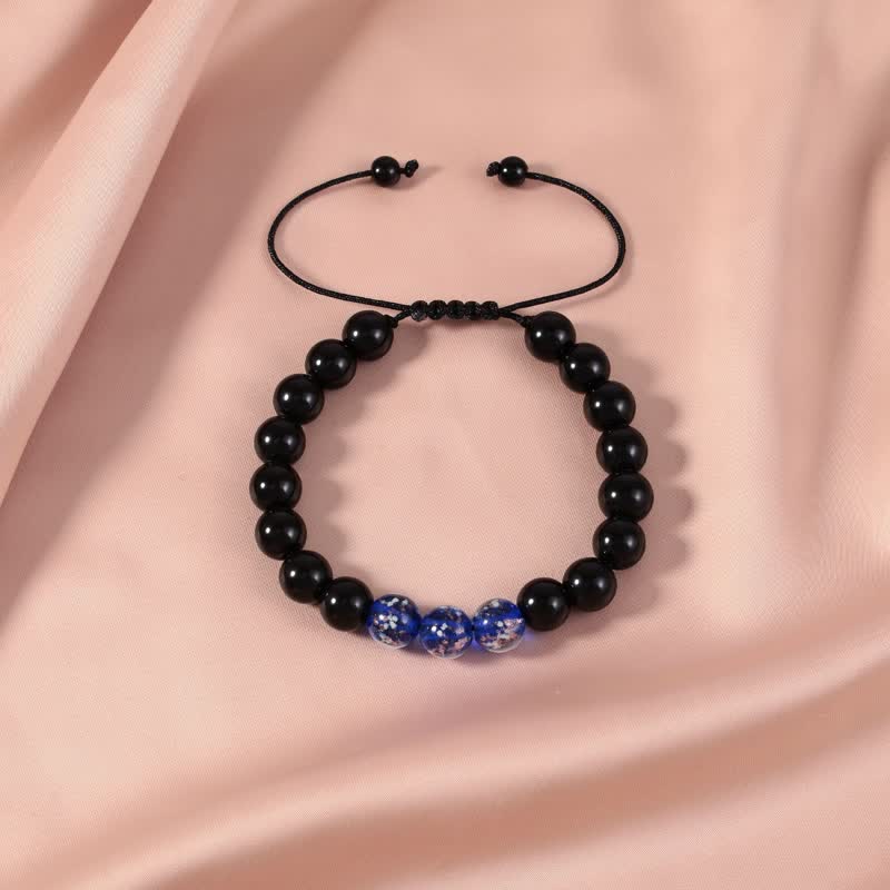 Bracelet Force en Obsidienne Noire 10 mm & Pierre Lumineuse | Protection & Ancrage