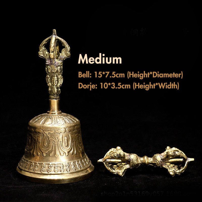 Cloche de Méditation et Vajra Dorje | Ensemble Rituel en Cuivre
