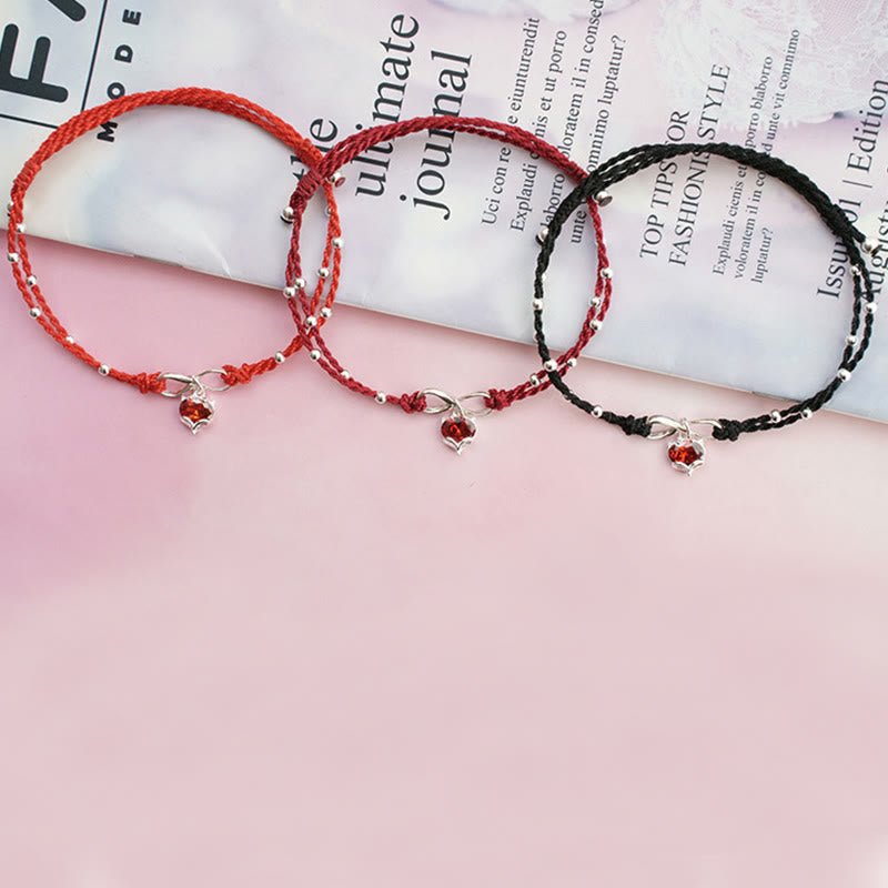 Bracelet de Cheville Spirituel Fil Rouge Cœur Infini (Ajustable)