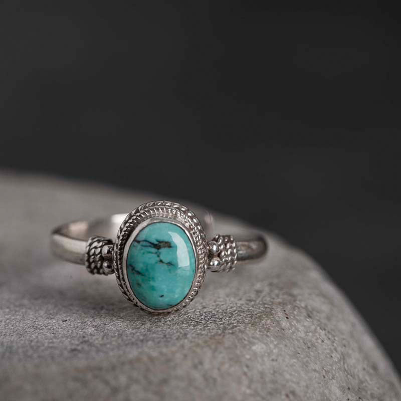 Bague Sagesse en Turquoise Naturelle & Argent Sterling 925 – Ajustable Unisexe