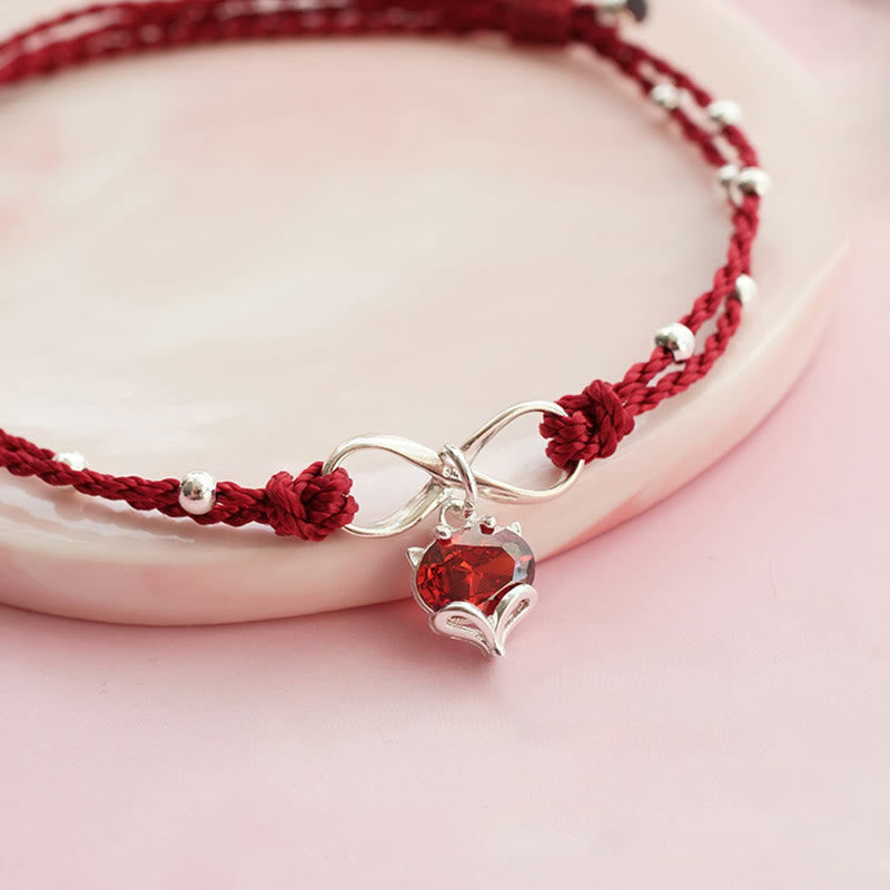 Bracelet de Cheville Spirituel Fil Rouge Cœur Infini (Ajustable)