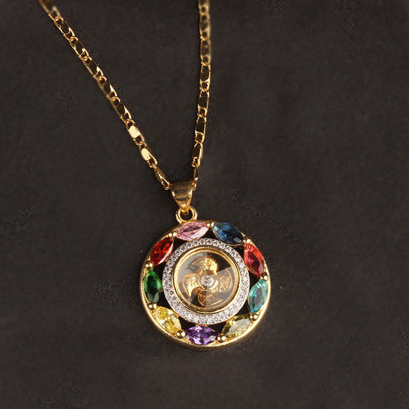 Collier-Bracelet Porte-Bonheur en Cuivre & Zircon (Bijou 2-en-1)