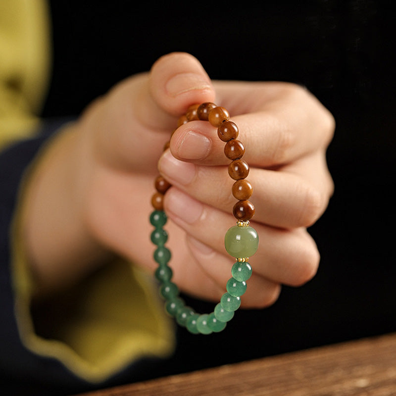 Bracelet Kukui Bodhi & Jade de Hetian – Perles 6 mm, Élégance Naturelle