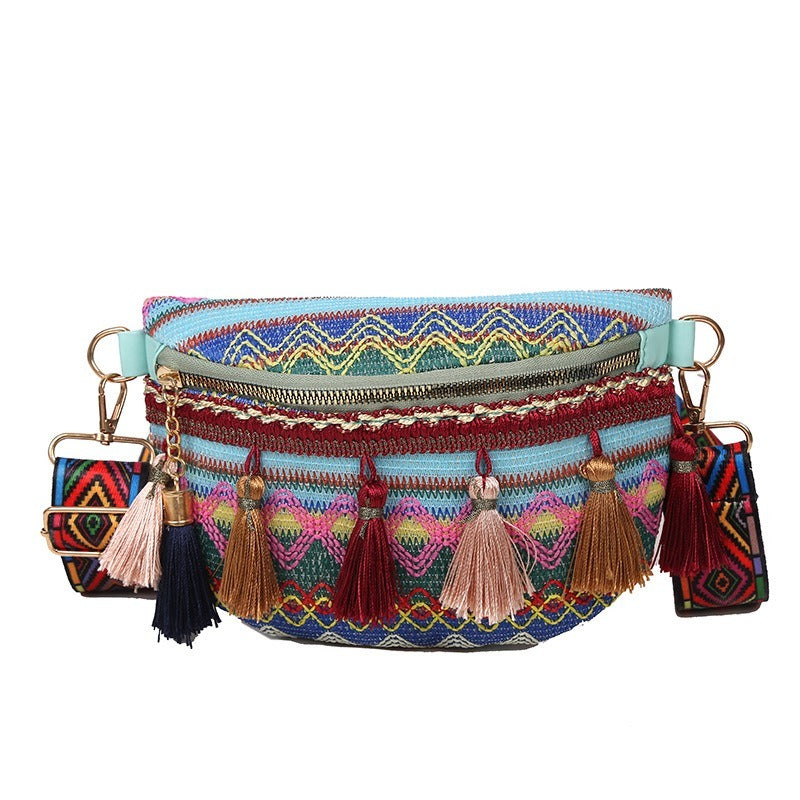 Sac à bandoulière femme style folklorique – Polyester – 22 cm