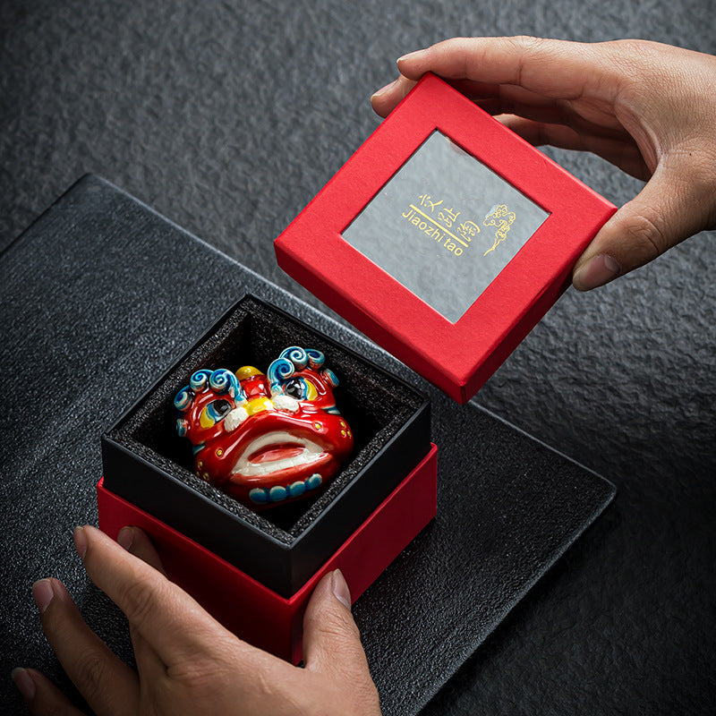 Porte-Encens Céramique Danse du Lion – Art Traditionnel & Symbolique Culturelle (5 cm)