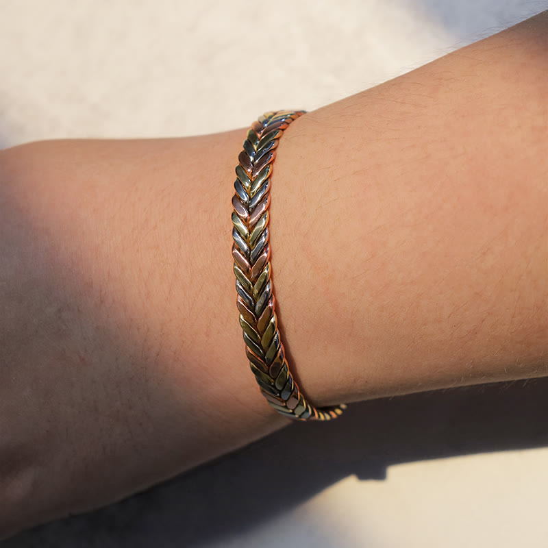 Bracelet Spirituel Ajustable en Cuivre Pur, Manchette Artisanale