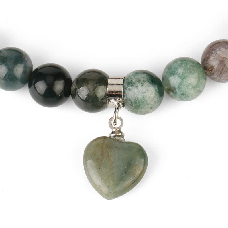 Bracelet en Améthyste Naturelle Forme Cœur 8 mm, Perles Artisanales