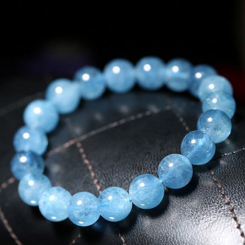 Bracelet Paix en Aigue-Marine Naturelle 8 mm | Clarté & Sérénité Symbolique