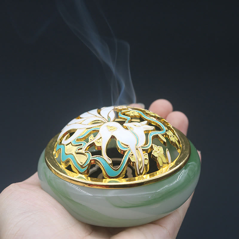 Brûleur d’Encens en Cristal Liuli Renard à Neuf Queues – Porte-Encens Cône pour Méditation