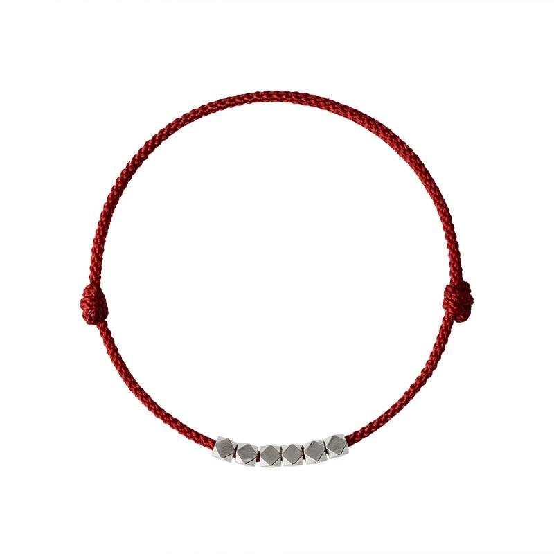 Bracelet / Chevillère Tressé(e) Fil Rouge & Argent Sterling 925