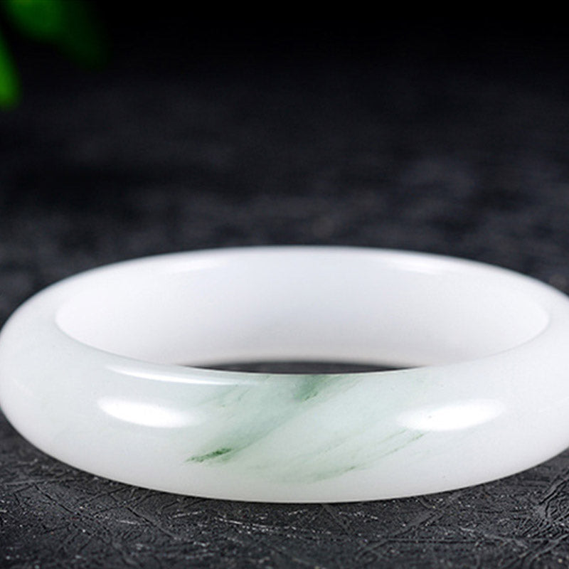 Bracelet Jonc Porte-Bonheur en Jade Naturel Véritable