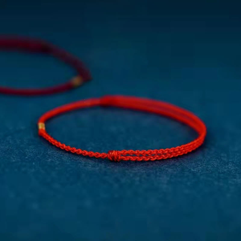 Bracelet / Chevillère Fil Rouge & Perles Dorées en Argent Sterling 925