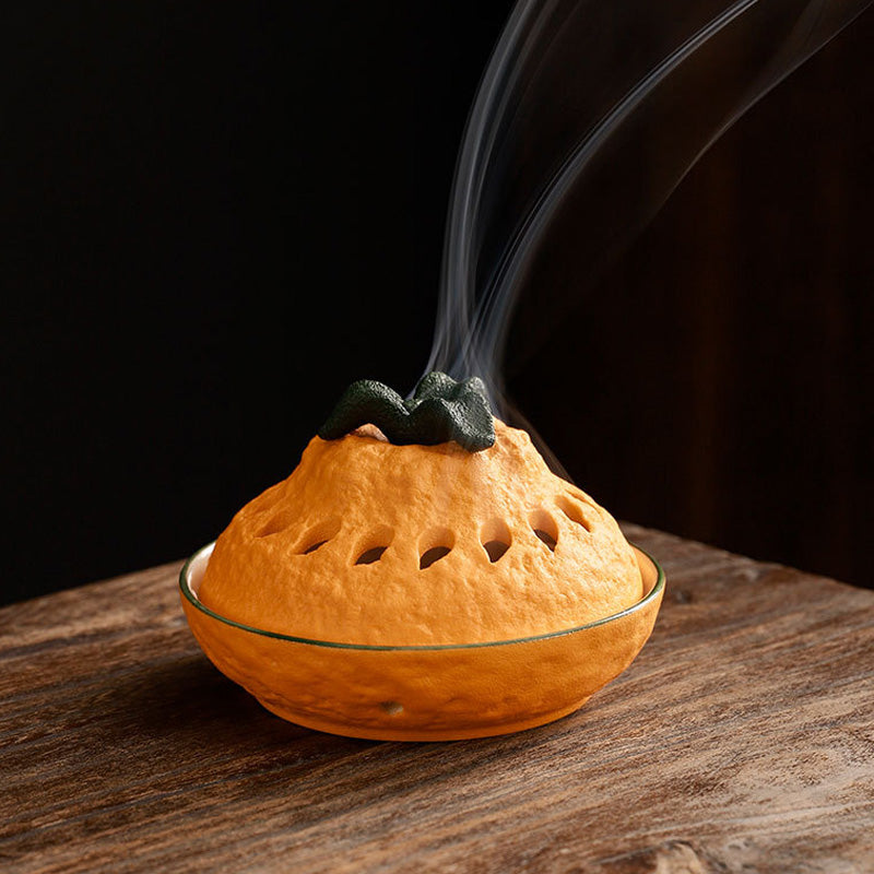 Brûleur d’Encens Orange en Céramique – Design Naturel & Décoratif
