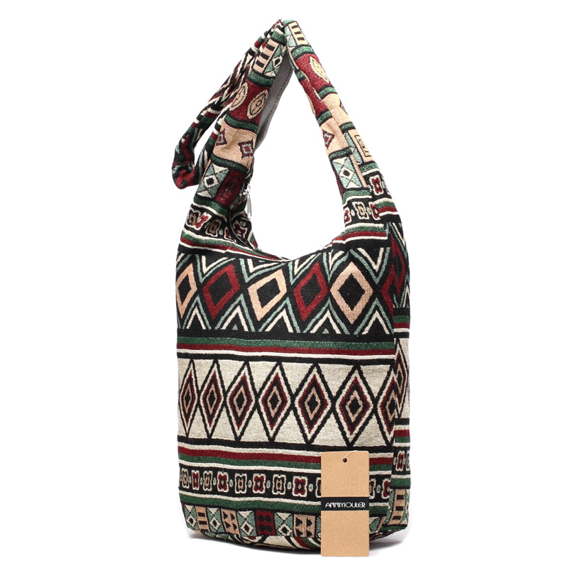 Sac à bandoulière en tissu tissé – Polyester – 30 cm