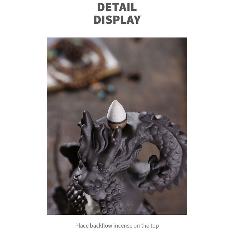 Porte-Encens Bouddha Dragon en Argile Pourpre 10,5 cm pour Méditation