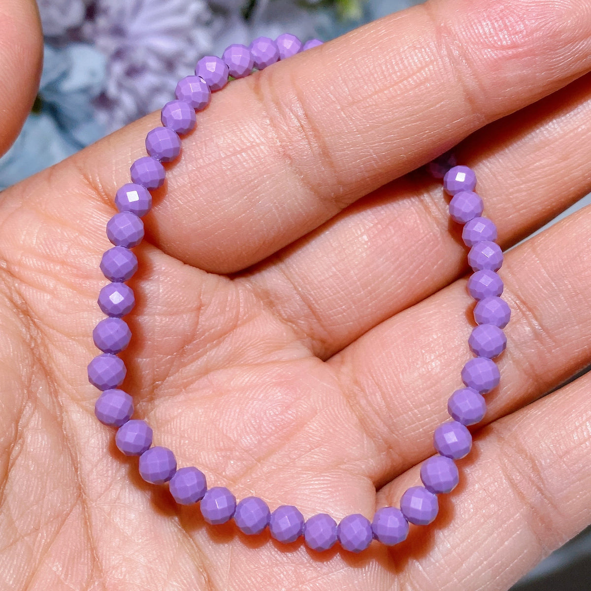 Bracelet Élégant en Quartz Rose Facetté 4 mm