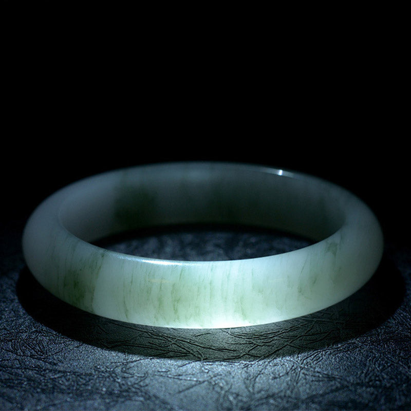 Bracelet Jonc Porte-Bonheur en Jade Naturel Véritable