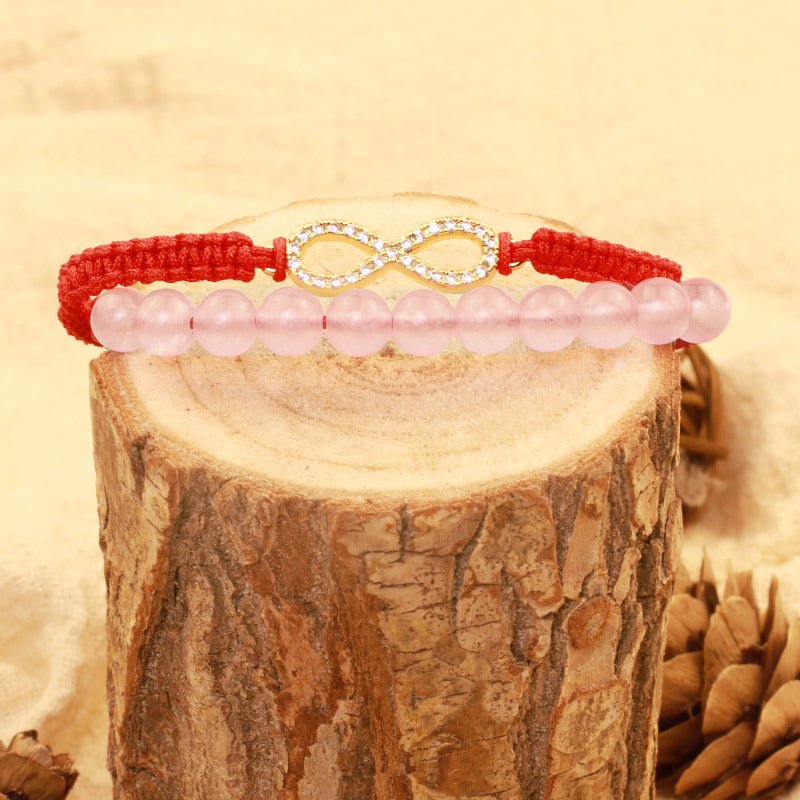 Bracelet Lotus Cristal Rose & Cordon Rouge – Amour & Intention