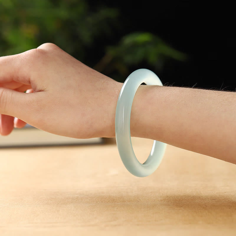Bracelet Équilibre Émotionnel en Calcédoine Bleue Naturelle (Jonc)