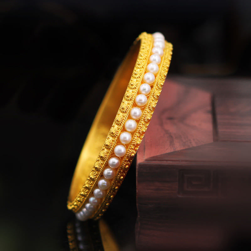 Bracelet Manchette Cuivre & Perles – Équilibre & Douceur