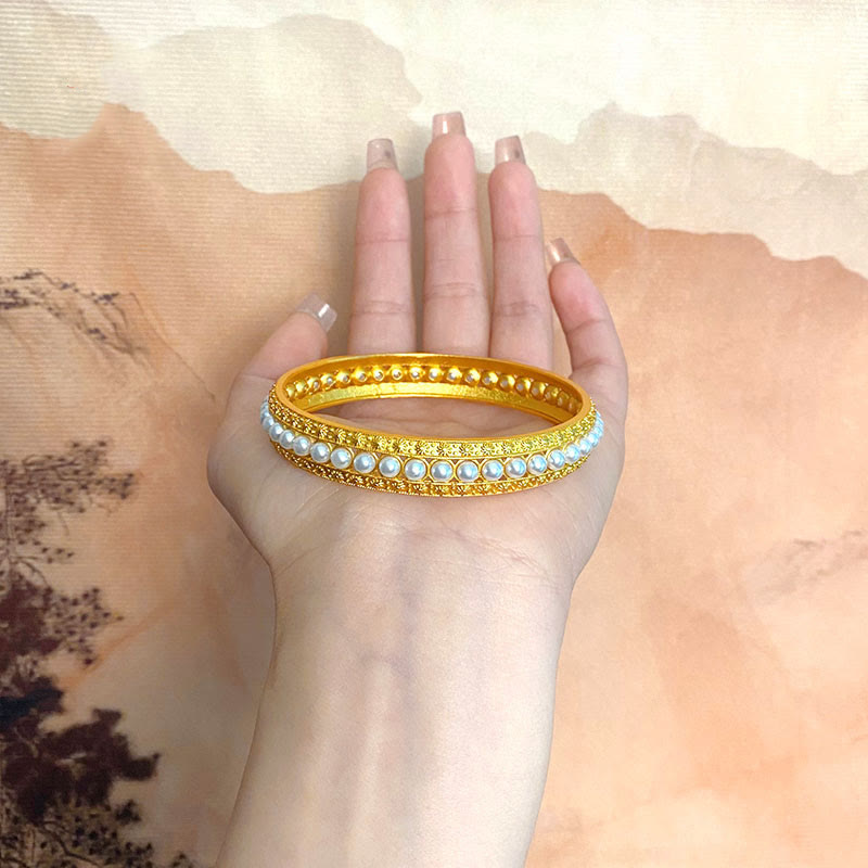 Bracelet Manchette Cuivre & Perles – Équilibre & Douceur