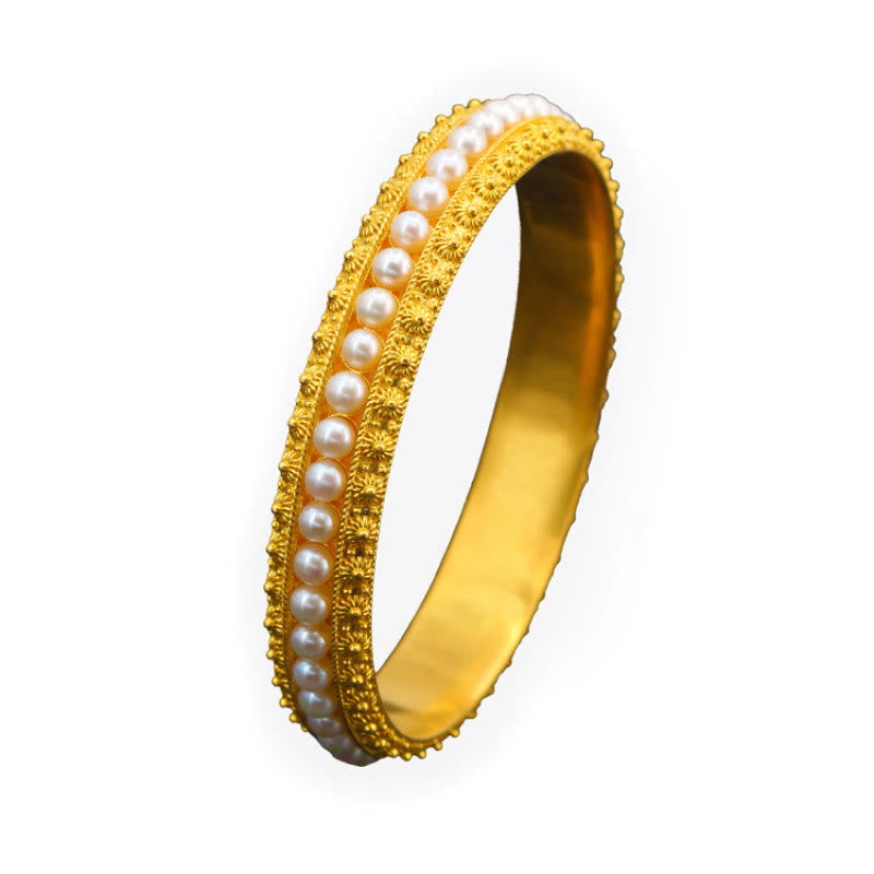 Bracelet Manchette Cuivre & Perles – Équilibre & Douceur