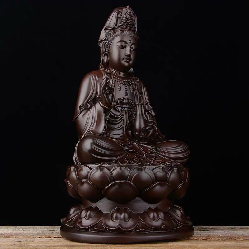 Pierre Avalokitesvara Ébène Lotus Harmonie Bénédiction Décoration de la Maison
