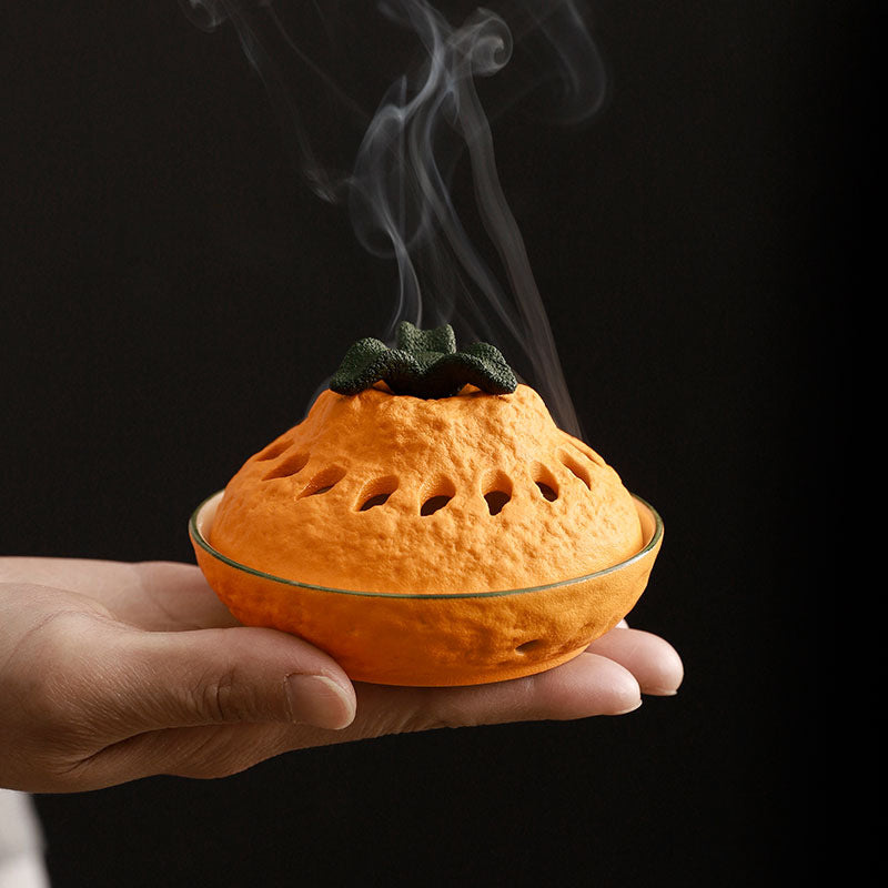 Brûleur d’Encens Orange en Céramique – Design Naturel & Décoratif