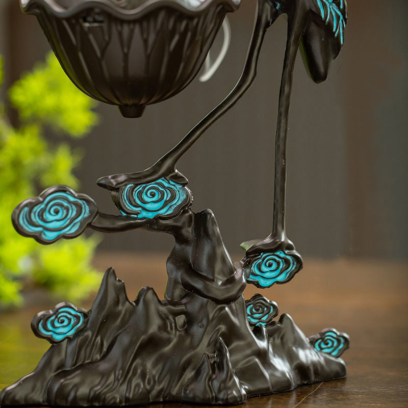Brûleur d’Encens Grue sur Nuages – Sculpture Lotus Suspendue