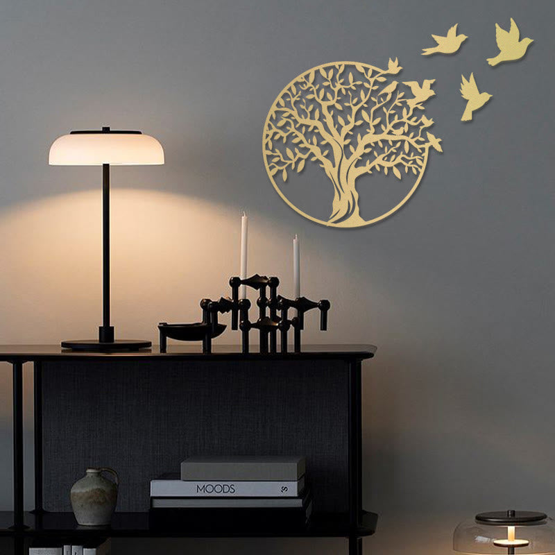 Pierre Arbre de vie Oiseaux Signe Cadeau de pendaison de crémaillère Art mural de l'unité