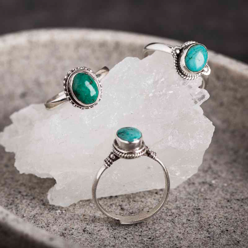 Bague Sagesse en Turquoise Naturelle & Argent Sterling 925 – Ajustable Unisexe